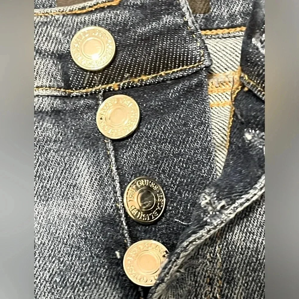Guess big girls button up front skinny jeans hi waist stretch denim size 7 NWOT
